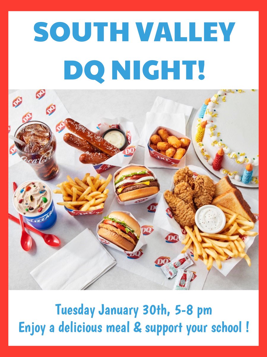 SVMS PTSA (@ptsasvms) on Twitter photo PTSA has made the answer to "What's for dinner?" easy tonight. Hit up DQ and help support South Valley. <a href="/SVMSEagles/">SVMS Eagles</a> PTSA has made the answer to "What's for dinner?" easy tonight. Hit up DQ and help support South Valley. <a href="/SVMSEagles/">SVMS Eagles</a>