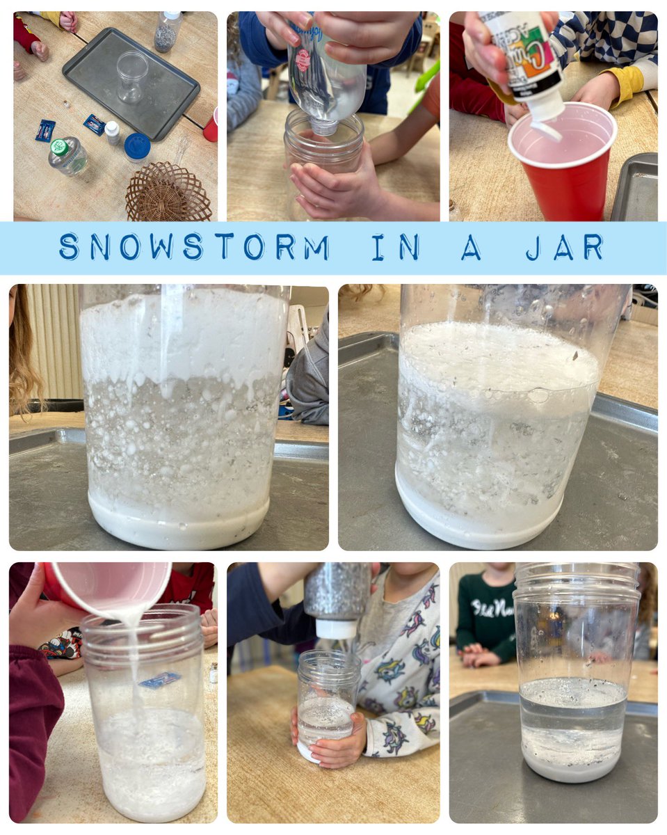 ColdwaterKindie's tweet image. Ask your child the steps for making a #snowstorm in a jar🫙. ❄️ #science #activator #newvocabulary #procedure #kindergarten @KellyCoxEDU @CPS_MES @SCDSB_Schools
