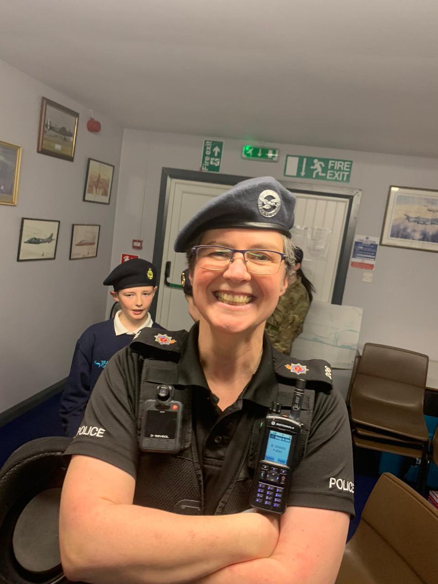 We joined forces with Sea Cadets for a visit by Isle of Man Constabulary Eastern Neighbourhood Policing Team @TweetbeatIOM 
We learned about their work in the local community and even got to try each other's headgear!  Huge thank you to the ENPT - we really enjoyed it! #aircadets
