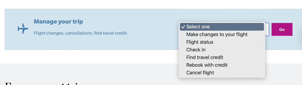 WanderingTravlr's tweet photo. Hey @HawaiianAir why is there a drop down box on your landing page that has "cancel flight" as an option, but when you click on it, there is no way to cancel the flight.  I'm hoping the merger with @AlaskaAir will improve your online customer service. https://t.co/3oSgbUyQ0c
