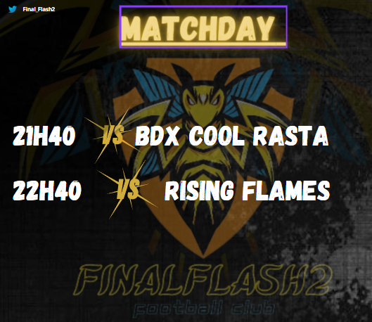MATCHDAY⚽️

<a href="/BDX_CHAMPIONS/">⚽️ BDX CHAMPION’S ⚽️</a> |

21H40🆚#BDXCOOLRASTA

<a href="/VPGFrance_/">VPG France</a> |

22H40🆚 <a href="/RISFLAMES/">🔥 𝕽𝖎𝖘𝖎𝖓𝖌 𝕱𝖑𝖆𝖒𝖊𝖘 🔥</a>  

🎨: <a href="/LutchoWoff/">LutchoW_08</a>