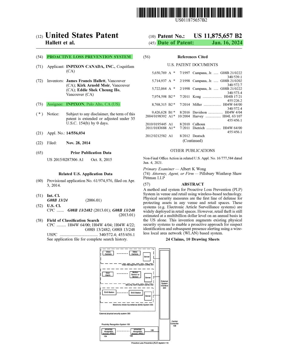 US_Patent_Plays's tweet photo. $INPX Granted US Patent #11872397 Today For "PROACTIVE LOSS PREVENTION SYSTEM". Trending Corporate Topic.
https://t.co/pRuTeouAzg https://t.co/EtVTUrjddA