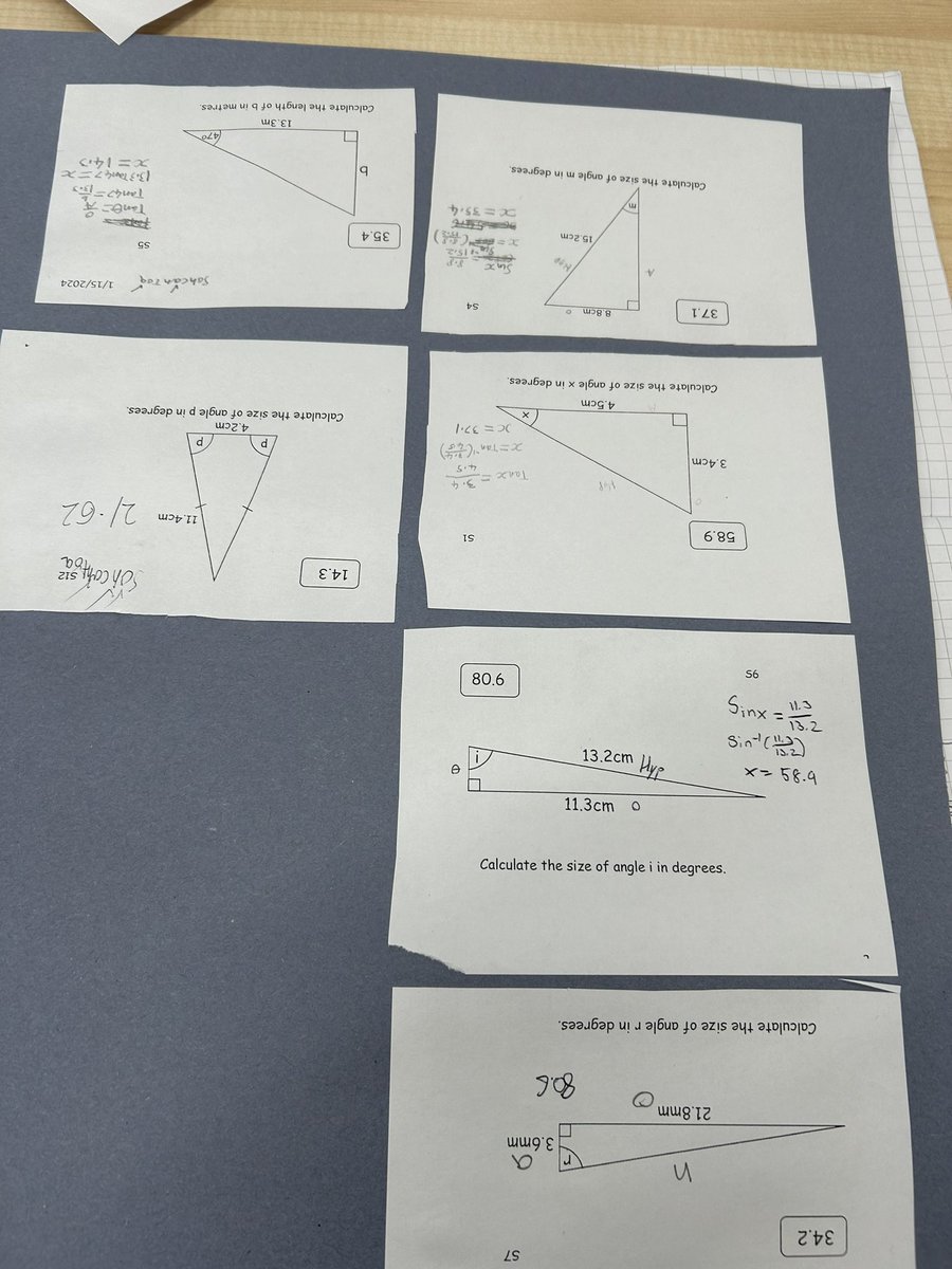 MrsRGibb's tweet photo. S3 worked together to solve problems using Trigonometry in right angled triangles today. Great cooperation and understanding of SohCahToa to find missing sides and angles. https://t.co/yJ0GQ39nNe