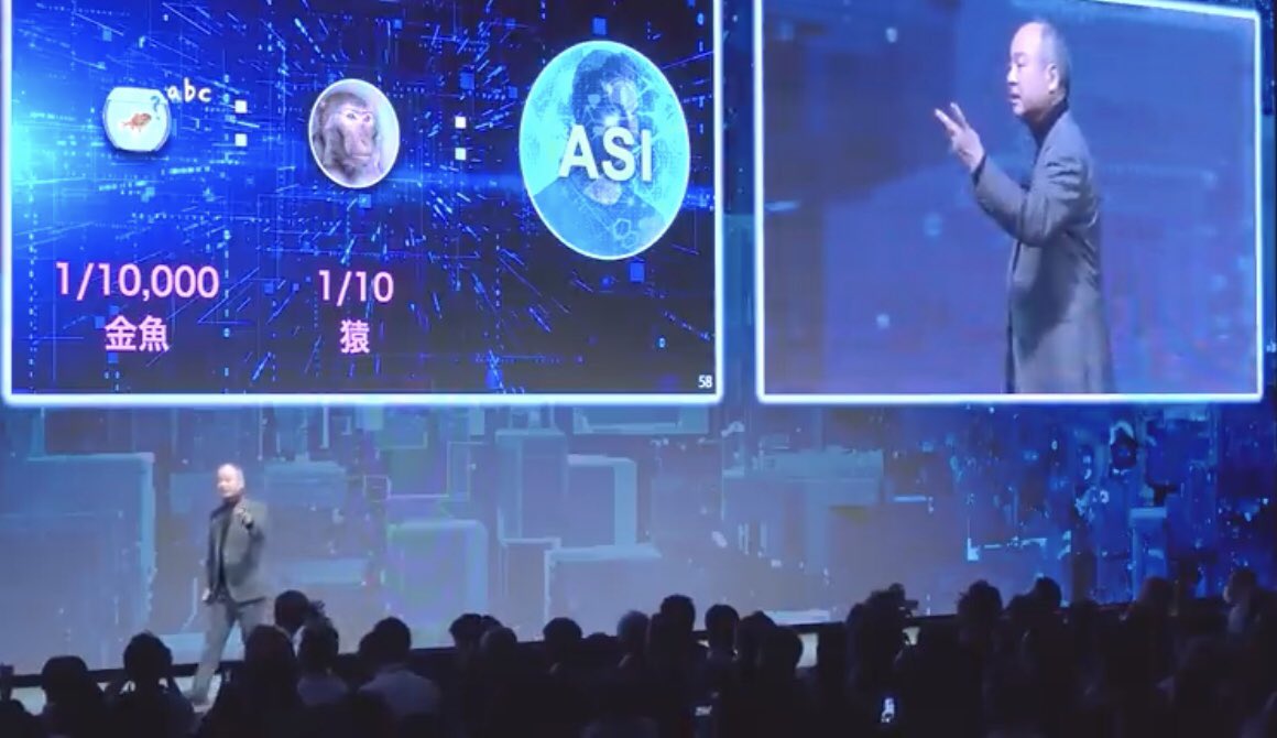 SoftBank- ны Сон “хүн төрөлхтөн АI хэрэглээнээс ойрын 10 жилийн дотор гэхэд AGI хэрэглээнд шилжинэ. Үүний дараа ASI-д шилжин орно. Эдгээр технологийн шинэчлэлтээс бид хоцрох ёсгүй. Хоцорвол загасны тархины нейроны дайтай л AI-г ашиглаад үлдэх болно”. AI-AGI-ASI=🐠-🐒-👨‍💼