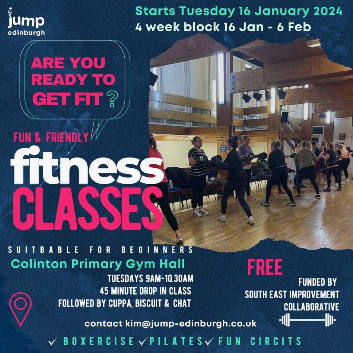 jumpedinburgh's tweet photo. Are you a parent/carer with children at Colinton Primary School? Come and join us for fun &amp; friendly fitness.
Free sessions with a cuppa after ✨☕️🙌 @ColintonPrimary https://t.co/tjj31ke33Y