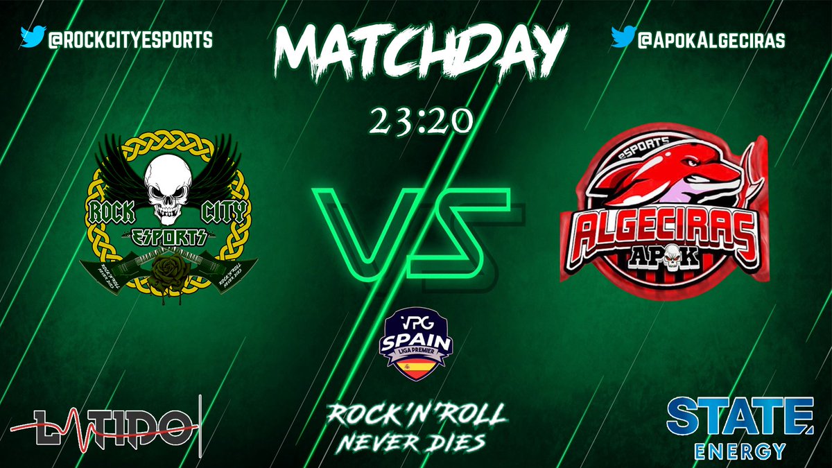 RockCityEsports's tweet photo. 🔥MATCHDAY🔥

¡Hola Rocker@s! Hoy se juega el segundo partido de VFO para ascender ¡Vamos Rock City!

🏆|@EFAesportsSpain 
🕚|22:40
🆚|@RocketsEvo 

🏆|@VFOspain 
🕚|23:00
🆚|@Virtuales_eSp 

🏆|@VPG_Spain 
🕚|23:20
🆚|@ApokAlgeciras 

@latidoshop @statedrinks @ComunidadClubes https://t.co/S1svooV9zc