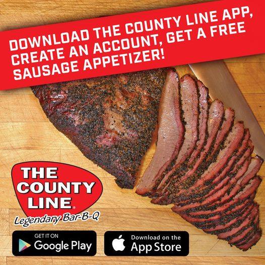 CountyLineRrwlk's tweet photo. Stay inside! Download our app and order Legendary BBQ delivered to your door. #sariverwalk #satx #satx210 #downtownsanantonio https://t.co/Zaoq2PesFL
