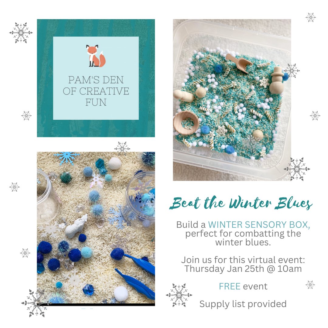2024 Beat the Winter Blues: Spectacular Seasonal Sensory Project ❄️☃️❅
From Pam's Den of Creative Fun comes an exciting and educational winter project that's sure to delight people of all ages! 

Click here to learn more and register:
oadsp.org/event/btwb-win…
