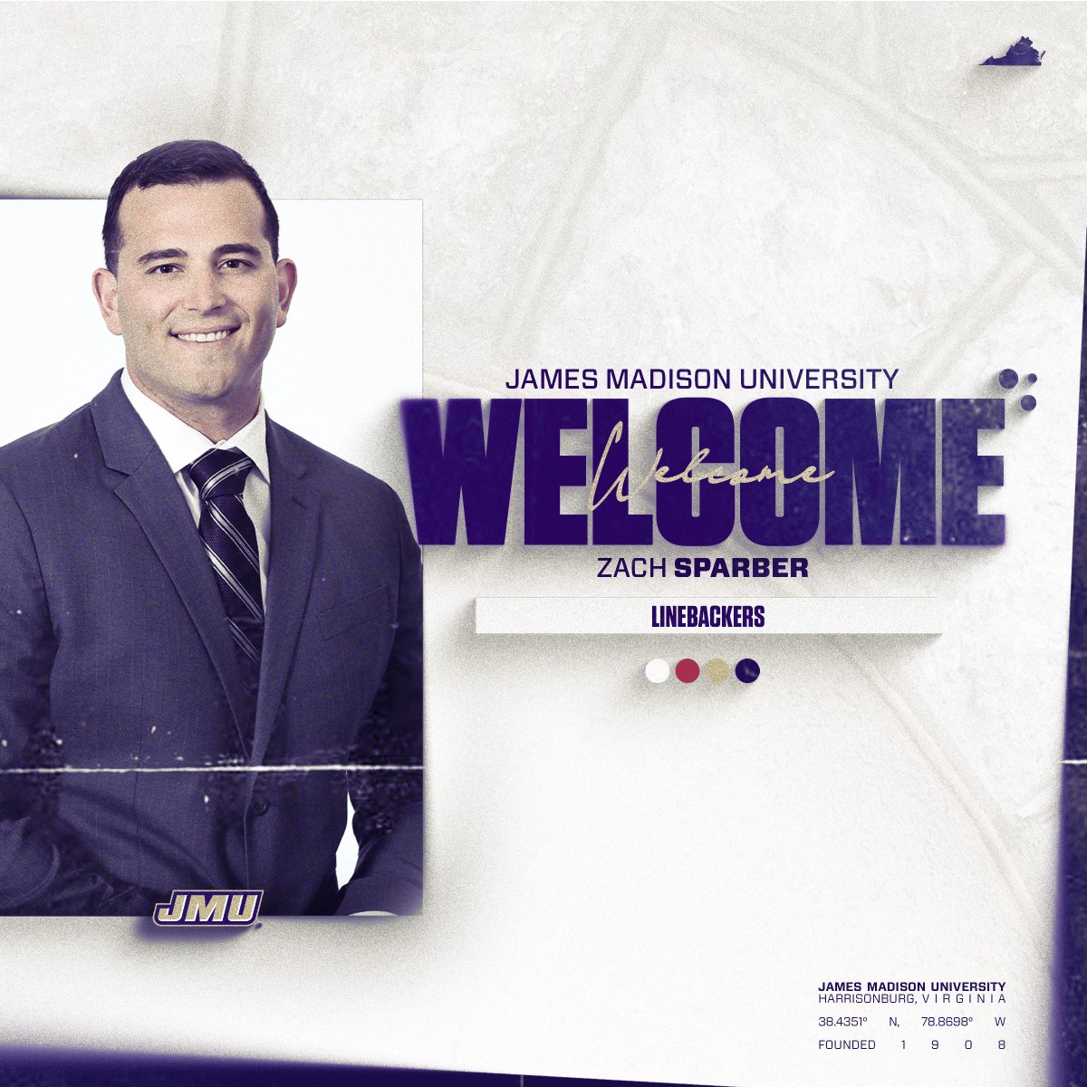 JMU Football (@jmufootball) on Twitter photo Let's give a warm welcome to Zach Sparber, our new linebackers coach at JMU!
#GoDukes | <a href="/CoachSparber/">Zach Sparber</a> Let's give a warm welcome to Zach Sparber, our new linebackers coach at JMU!
#GoDukes | <a href="/CoachSparber/">Zach Sparber</a>
