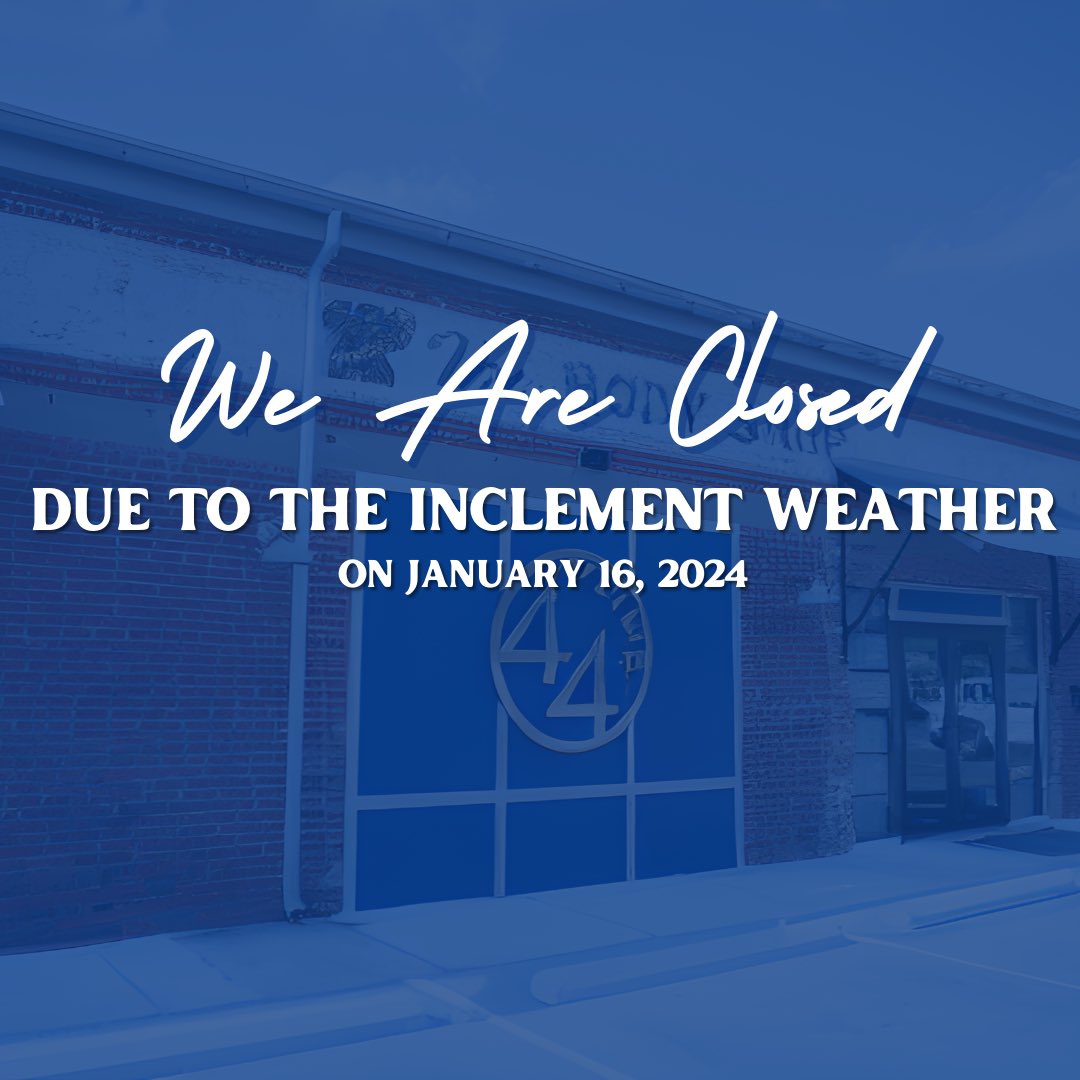 44Prime_Strkvll's tweet photo. We are closed today due to inclement weather. Follow our accounts for more information. Stay safe during this cold weather. ❄️

#44prime #winterweather #winterweatheradvisory #❄️ #staysafe #closedfortheday https://t.co/8K8vYVJoGO