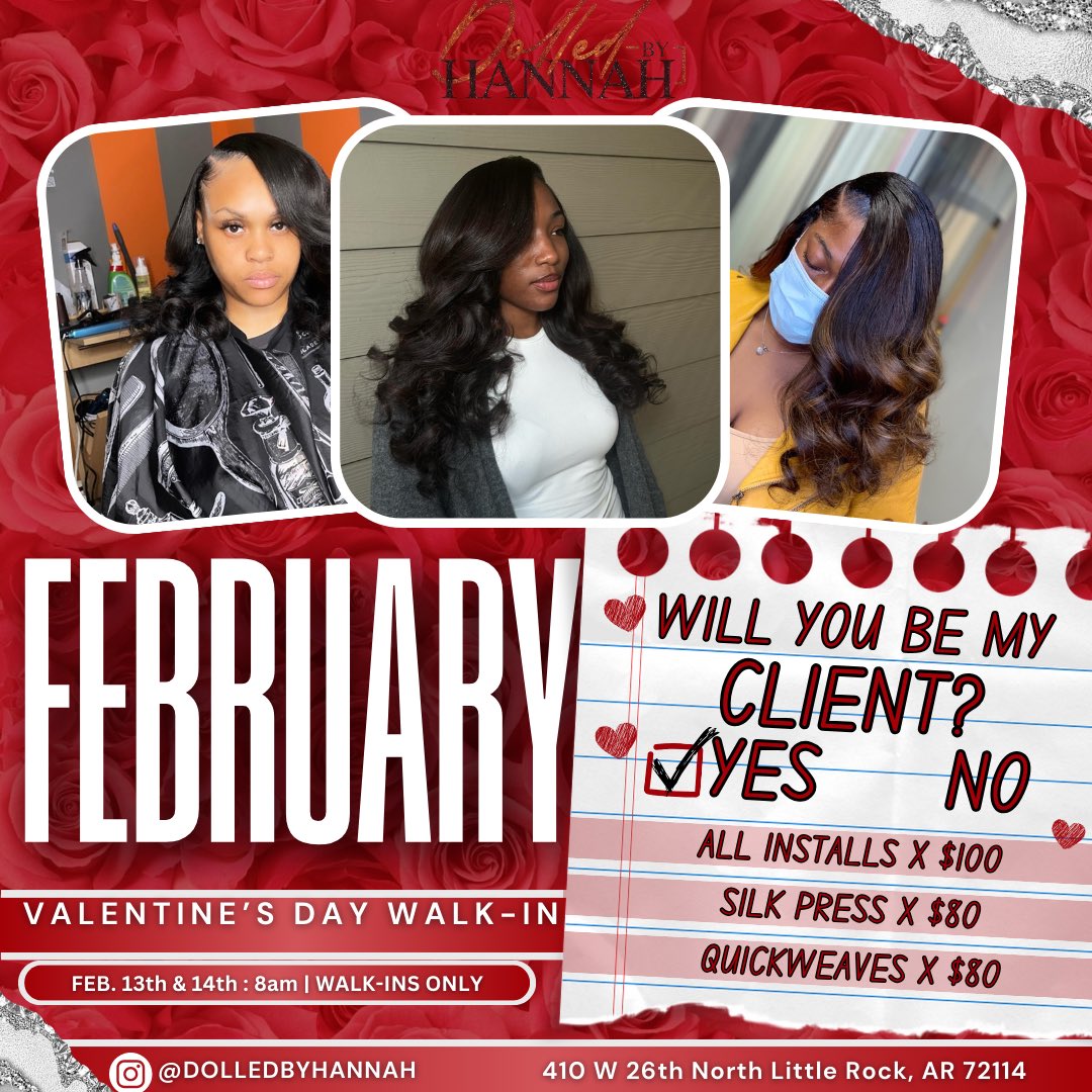 gabriellebrekel's tweet photo. Hey Twitter! I will be hosting a walk in event Feb. 13th & 14th in NLR ! No app. needed! We will have 8 talented ladies provided hair, nails & makeup services 🩷. Hope to see you soon 💐 #UCA24 #UCA25 #UCA26 #UALR24 #UCA27 #UALR26 #UALR25 #UALR27 #PSC24 #PSC25 #PSC26 #PSC27 https://t.co/5UY34lA2Iu