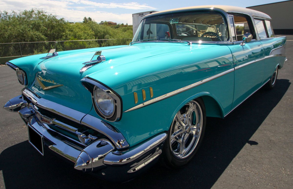 Barrett_Jackson's tweet image. This custom 1957 @Chevrolet #Nomad was created by #Kindig-It Design and is powered by a #Magnuson #supercharged 5.7-liter GM LS1 #V8 engine with an automatic transmission. Selling with No Reserve, January 20-28 at WestWorld of #Scottsdale. 

Learn More: bit.ly/SD24TW-1957Che…