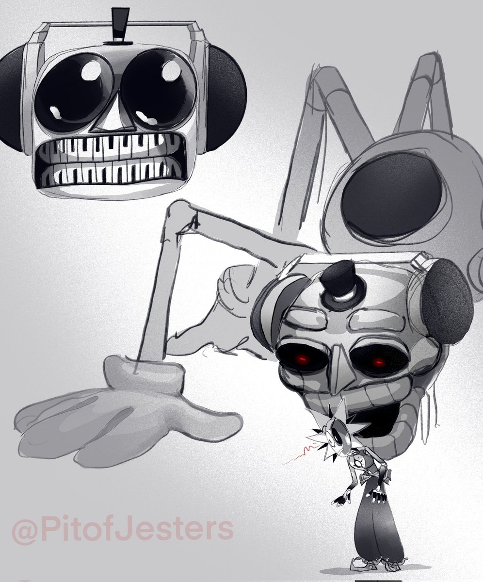 Tw for unsettling imagery!

I really like drawing them friendly and silly, but man the potential for horror is also so good.

Eclipse gets to provide some valuable scale/size comparison! :D

#JDMusicMan #tsamseclipse #fnafdjmm #fnafsb #fnaf #tsams #bodyhorror #robogore