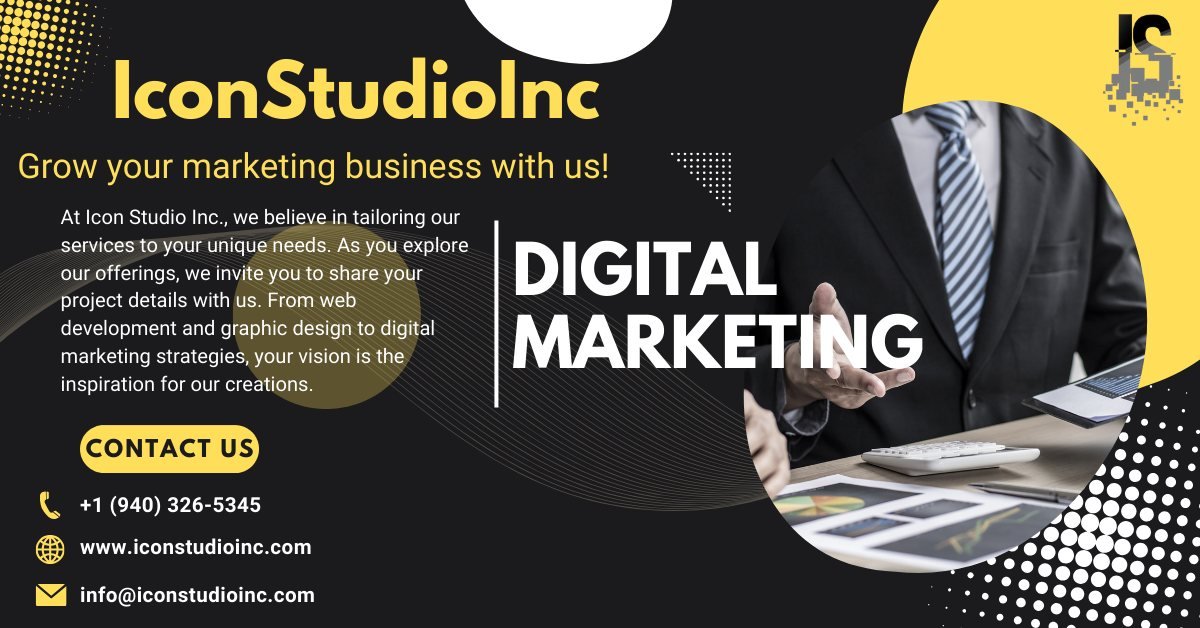 IconStudioInc's tweet image. "Ignite your brand's digital presence with Icon Studio Inc.'s dynamic digital marketing solutions! 📷📷 Let's elevate your online game together. #DigitalMarketingMasters #IconStudioInc #DigitalDominance"