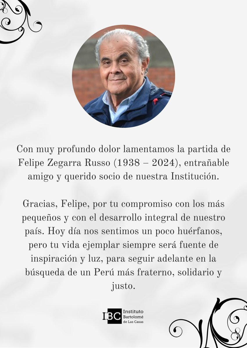 Con profundo dolor, informamos sobre la partida de nuestro amigo y querido socio Felipe Zegarra Russo.