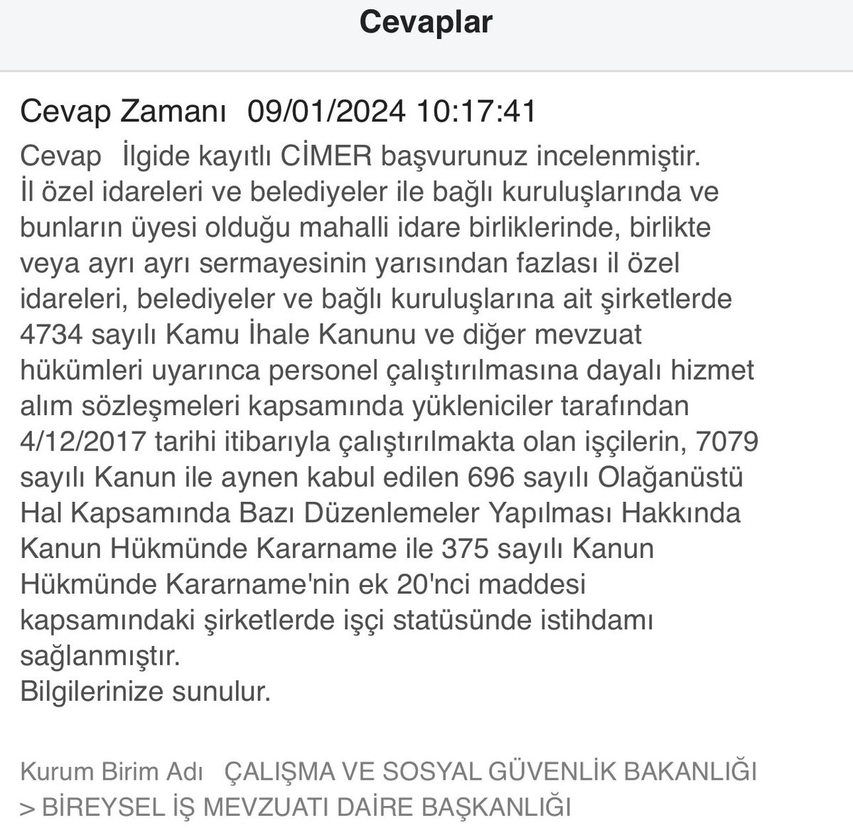 FatihMusaolu3's tweet photo. @ates_tlay Cimer başvuruma gelen cevap https://t.co/ysyKKTgZOe