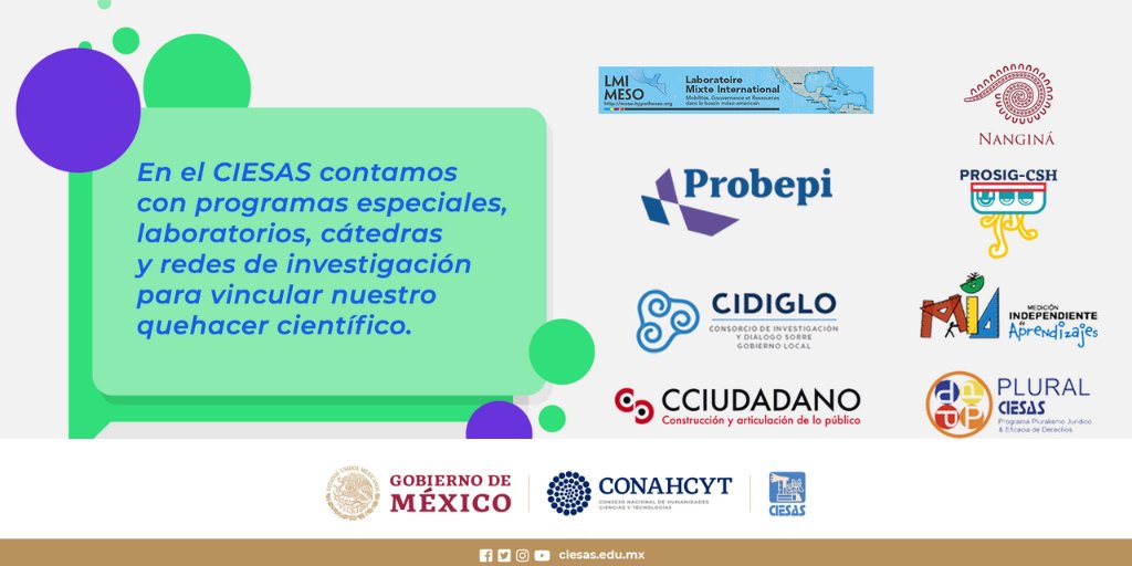 ciesas's tweet photo. #SabíasQue 🧐
En el #CIESAS contamos con programas especiales, con la finalidad de vincular nuestro quehacer científico con la sociedad. 
¡Descúbrelos! 👉 https://t.co/d5sfYzCs9D
🏷️ @CCiudadanoMx | @MedirAprender | @cidiglo https://t.co/NAsLUGWTG8