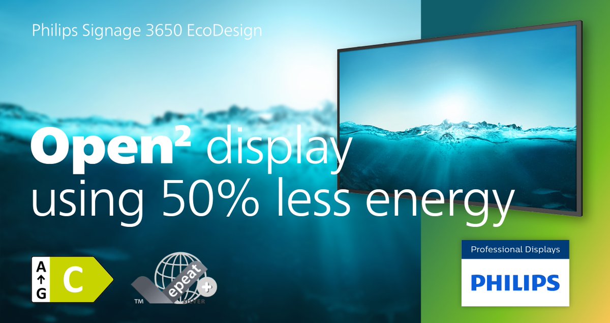 Our Philips Signage 3650 EcoDesign – QE-Line – has been awarded a C rated EU energy label. That’s the best in the market to date and with EPEAT Silver Climate+ as well. Come to the Philips booth - 3P500, to see for yourself! Register for #ISE2024 here: registration.firabarcelona.com/?cod_prom=1RSH…