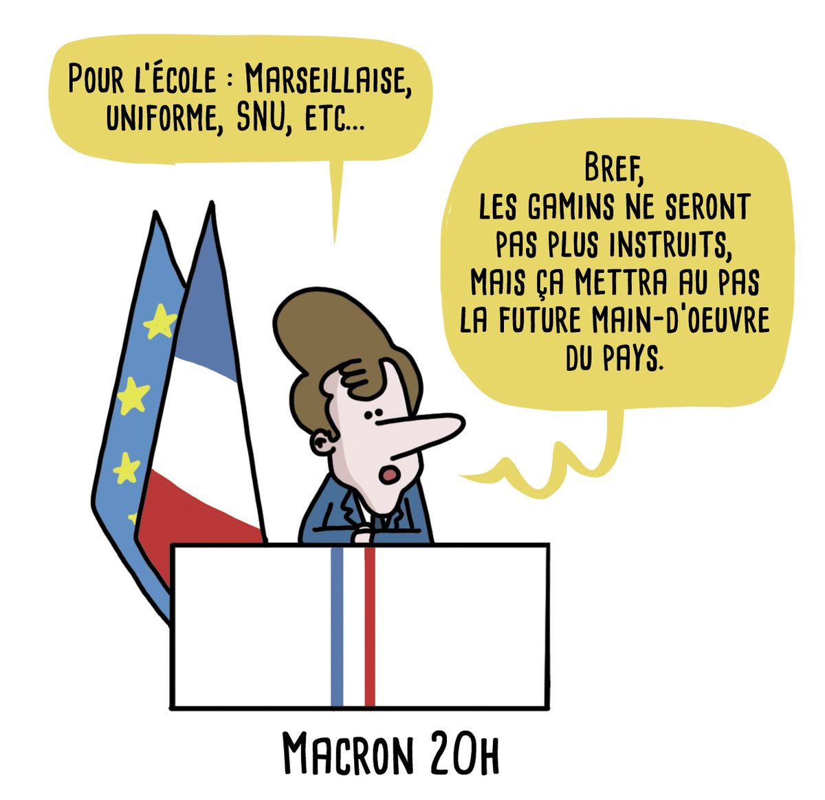 AllanBARTE's tweet photo. Le projet de société de Macron.
#macron20h #uniforme #Marseillaise

Pour financer le gauchisme dessiné :
▶️ https://t.co/0masgFkbV8 https://t.co/10zYiuS16B