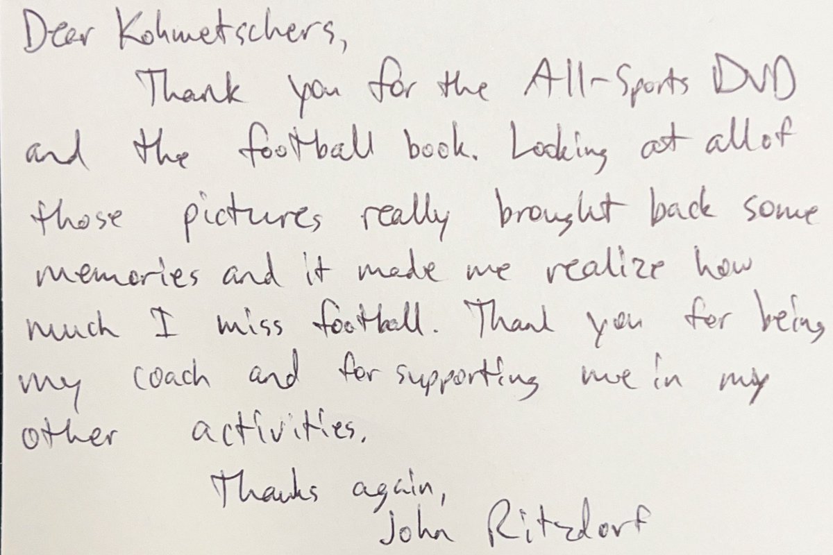 yorkscienceguy's tweet photo. Had water damage in my room today. Nothing big but found old letters. Wondering what it takes to be a good coach and leader of men?here ya go. Circa 2008? An 18 year old player @John_Ritzdorf sent me this after the season. #relationships #differenceinthedetails #foreveraduke https://t.co/jcjzeN8lm4