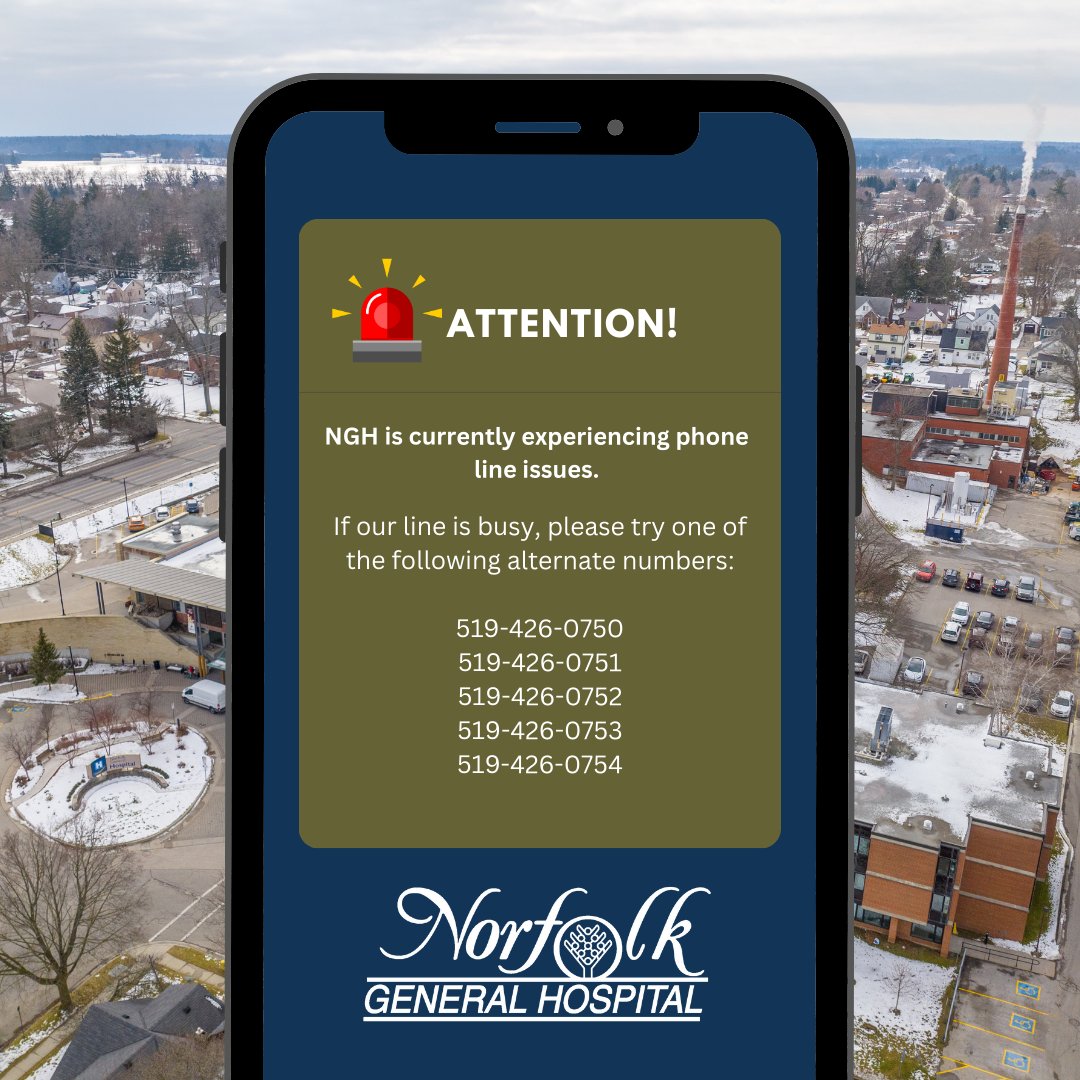 We want to inform you that NGH is currently experiencing phone line issues. While our lines are operational, you might encounter a busy tone when dialing (519) 426-0130.

Our team is working closely with Bell to swiftly resolve this matter.