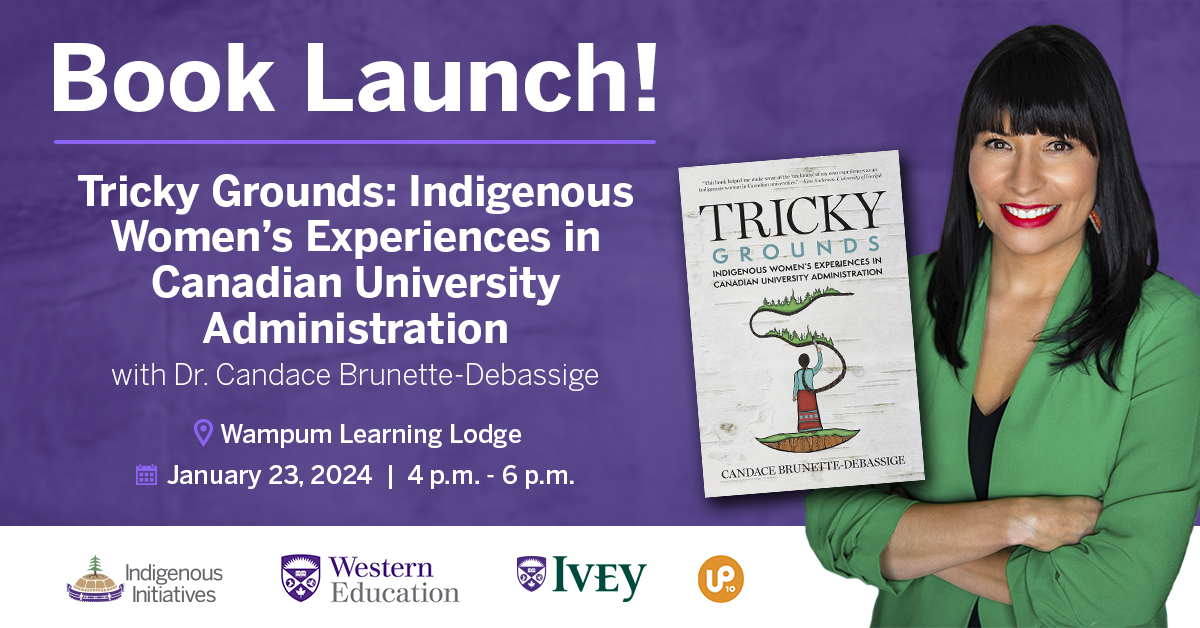 We're just days away from the launch of Tricky Grounds, the debut book from Assistant Prof. Dr. Candace Brunette-Debassige📚 Drawing on her important doctoral research, Tricky Grounds breaks the deafening silence of Indigenous women’s voices in university leadership positions.
