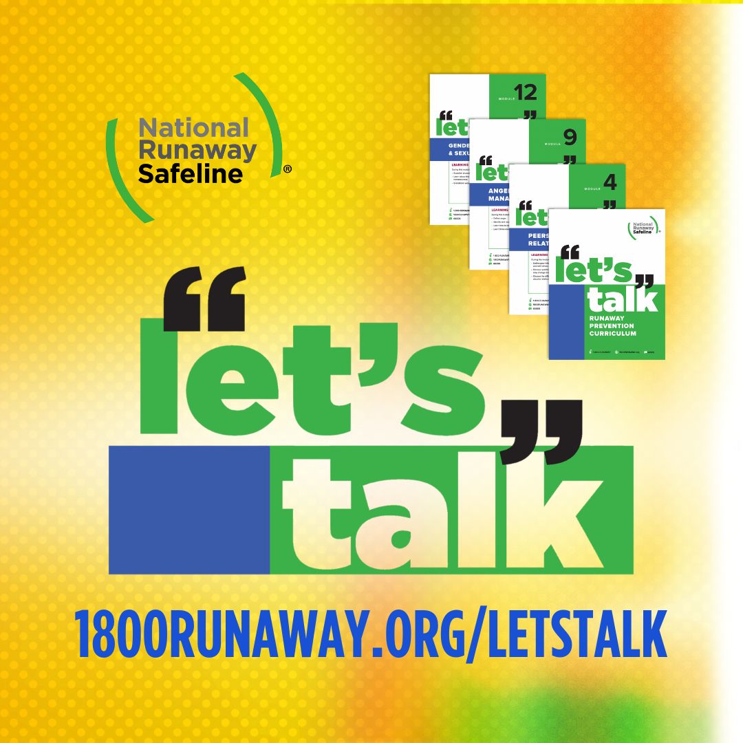 1800RUNAWAY's tweet photo. Did you know that NRS offers a free, evidence-based curriculum on runaway prevention? Let's Talk is user-friendly and can easily be adapted to different age groups. We also offer worksheets &amp; scripts to facilitate activities. Download this resource today: https://t.co/4ua9WuqQvj https://t.co/95zGGPWGE7