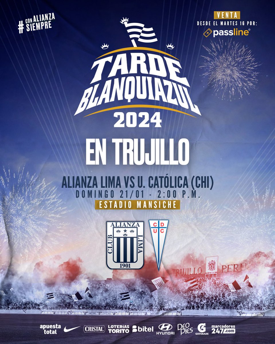 passlineperu's tweet photo. Oficialmente presentamos la TARDE BLANQUIAZUL en la ciudad de la eterna primavera 👏🏻

🎫 Entradas ya disponibles en https://t.co/UdIBmXeYqO
#tardeblanquiazulentrujillo #ConAlianzaSiempre https://t.co/dOFiqRsL6S