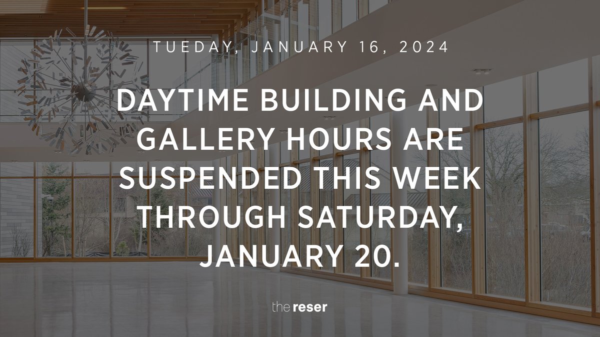 Daytime building and gallery hours are suspended this week through 1/20/24. All performances and public events will move forward as planned. Please check our website and social media for the most up-to-date information regarding building open hours and performance status.