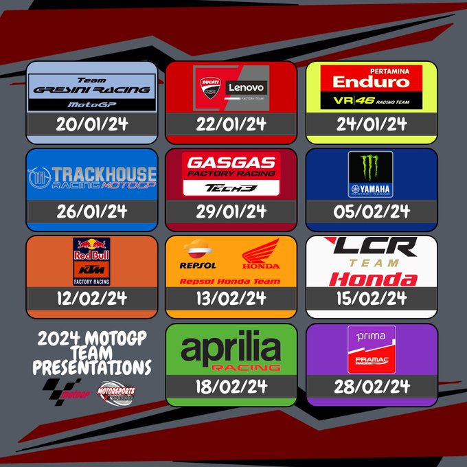 MotoGP 2024 Calendario PRESENTAZIONI TEAMS DaiDeGas Forum