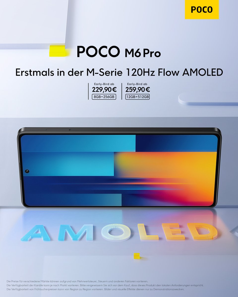 PocoDeutschland's tweet image. Das #POCOM6Pro verfügt über das erste 120Hz Flow AMOLED in der #POCOM-Series! 
Für ein nahtloses Scrolling- und Seherlebnis. #Unlimityourplay 🟡 

bit.ly/4aLYVVj
