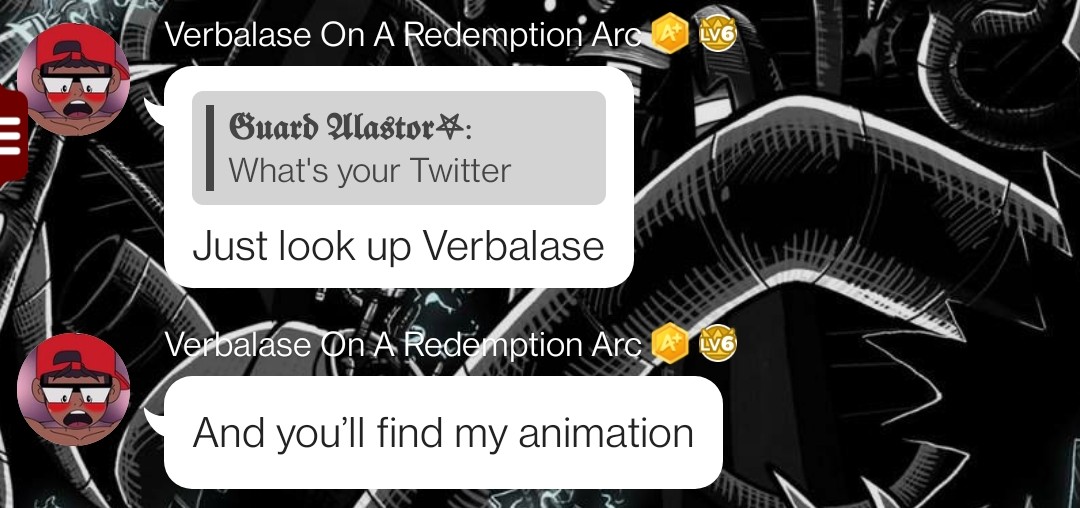 6Demons9's tweet photo. @VerbalNoContext 
#Verbalase
Man got fuckin hidden on Amino because of this shit XD https://t.co/066fe3sLAj