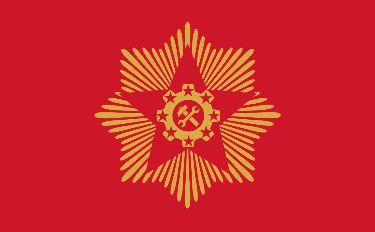 forcephil3906's tweet photo. @TemplinEdu 

Here's my flag for the contest! if your still doing those Its the flag of the Union of worker drones, faction i made the stars are meant as the people coming together, and the wrench and hammer is the tools often used by the workers. Gear is seats of the collative https://t.co/YL4uU6qPSg