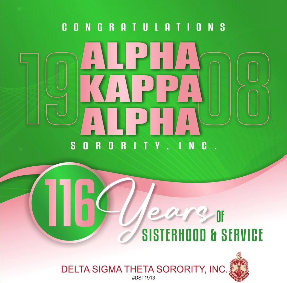 🔺️<a href="/dstinc1913/">dstinc1913</a> Congratulations to the amazing sisters of Alpha Kappa Alpha Sorority, Incorporated on 116 years of sisterhood and Service to All Mankind!

#AKA116 <a href="/akasorority1908/">Alpha Kappa Alpha</a>