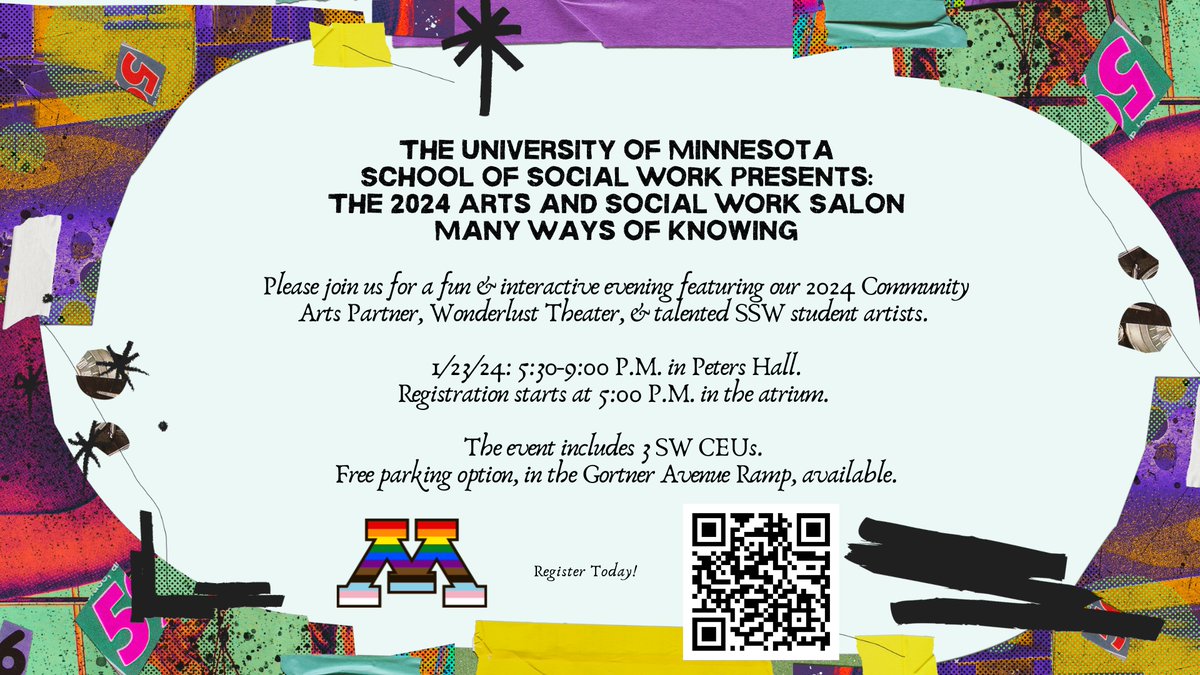 Have you registered for our 2024 arts &amp; social work interactive event yet? Featuring our community partner, <a href="/WonderlustProd/">Wonderlust</a>. Free!  Register Here: z.umn.edu/ASWManyWaysofK…