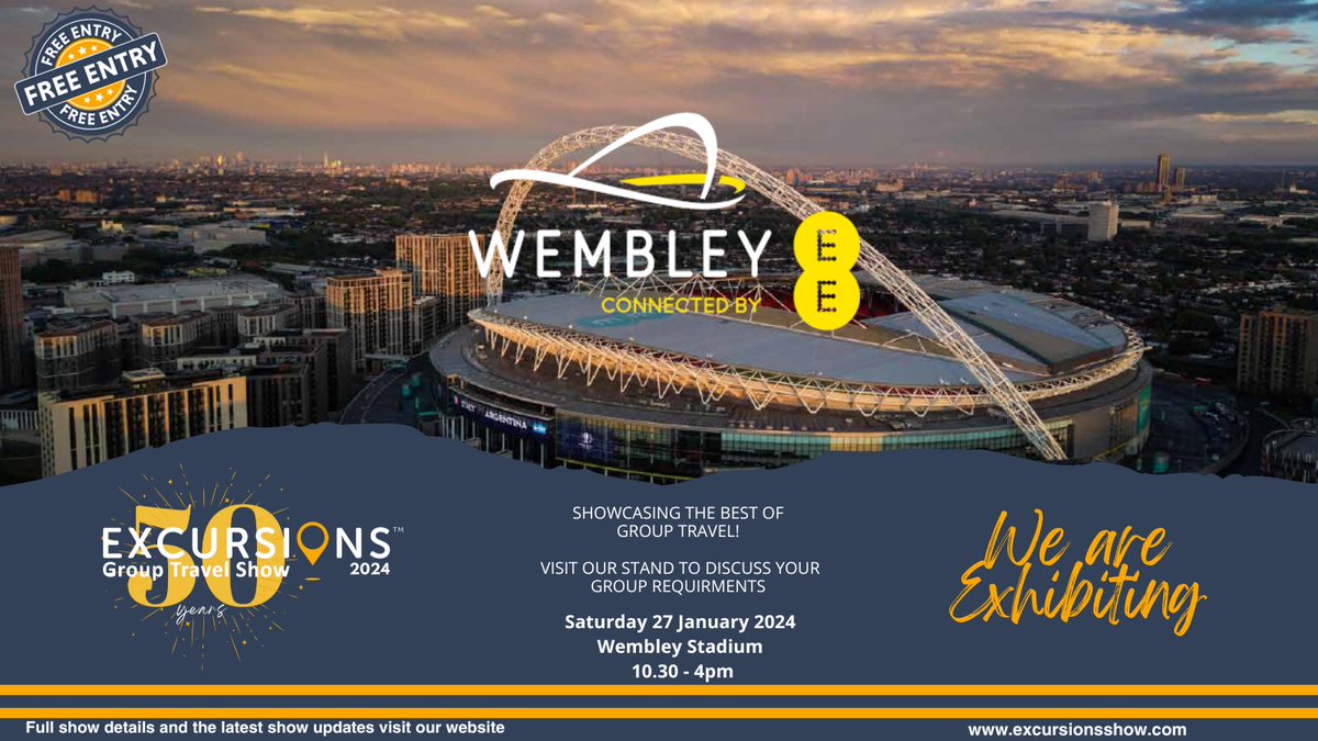 Visit Herts will be at Excursions 2024 with our own stand! If you're heading to the show, please come by and find out more about the great group days out and meet our partners from across #Hertfordshire!

#Excursions #WembleyStadium #TravelTrade #VisitHerts @excursionshow