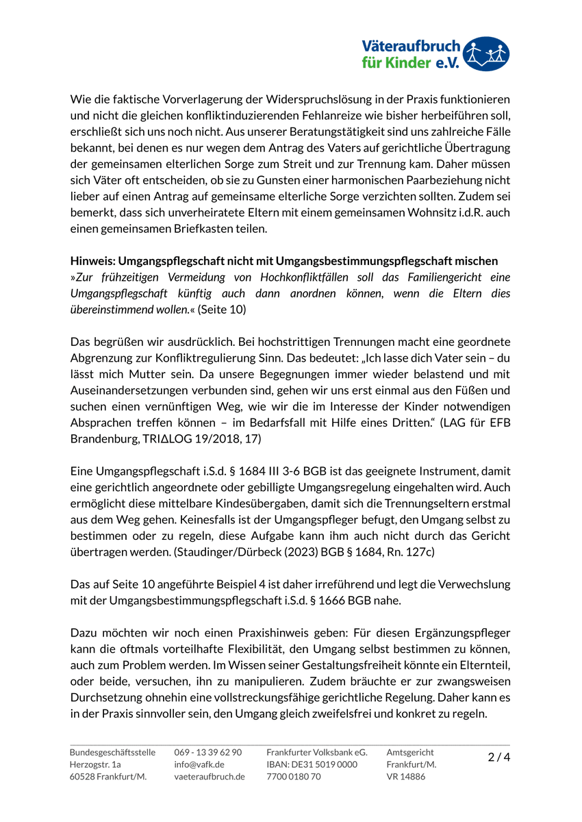 VaeteraufbruchD's tweet photo. Wir sind grundsätzlich positiv überrascht und begrüßen die vorgelegten Eckpunkte. Doch wir müssen ebenso auf erste verfassungsrechtliche Bedenken und Praxisprobleme hinweisen. #Kindschaftsrecht #Umgangsrecht #Sorgerecht @bmj_bund @MarcoBuschmann Vgl. https://t.co/2utOtr4YPr https://t.co/TD1QJCsLgm