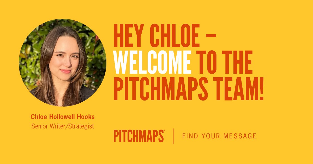 PitchMaps's tweet photo. Big welcome to Chloe Hollowell Hooks who joins PitchMaps today as a Senior Writer/Strategist from Austin, TX. We’re so excited to have you on our team, Chloe! #PitchMaps #FindYourMessage https://t.co/N6tctZailk
