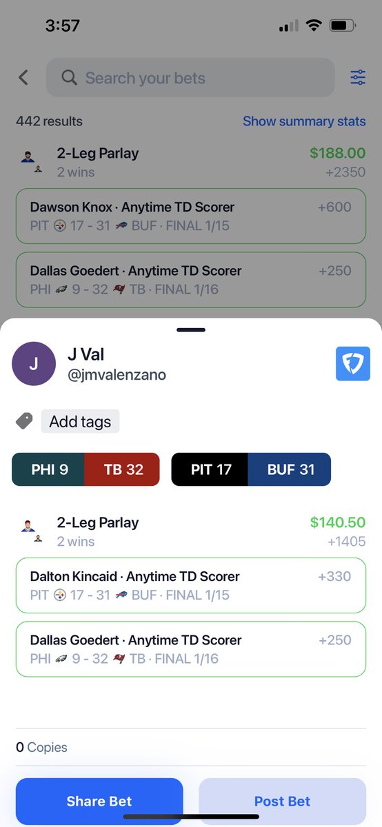 Sharky_V's tweet photo. @ThePromoguy123 @pikkitsports The DK x Goedert TD parlay! https://t.co/EUhNXL2pjp