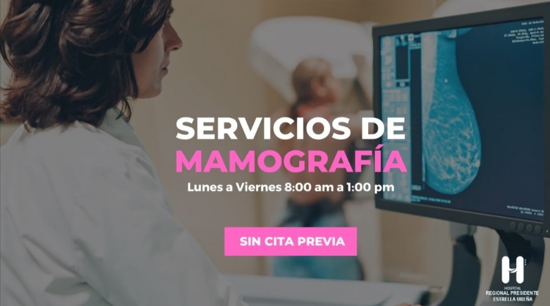 PteEstrellaU's tweet photo. 👉🏻 💝 Nuestro Hospital ofrece servicios de Mamografías de lunes a viernes, a partir de las  8:00 am. 

¡Sin costo alguno y sin cita previa!😉

¡Te esperamos!
#hrpeurd https://t.co/TorxCSrZRj