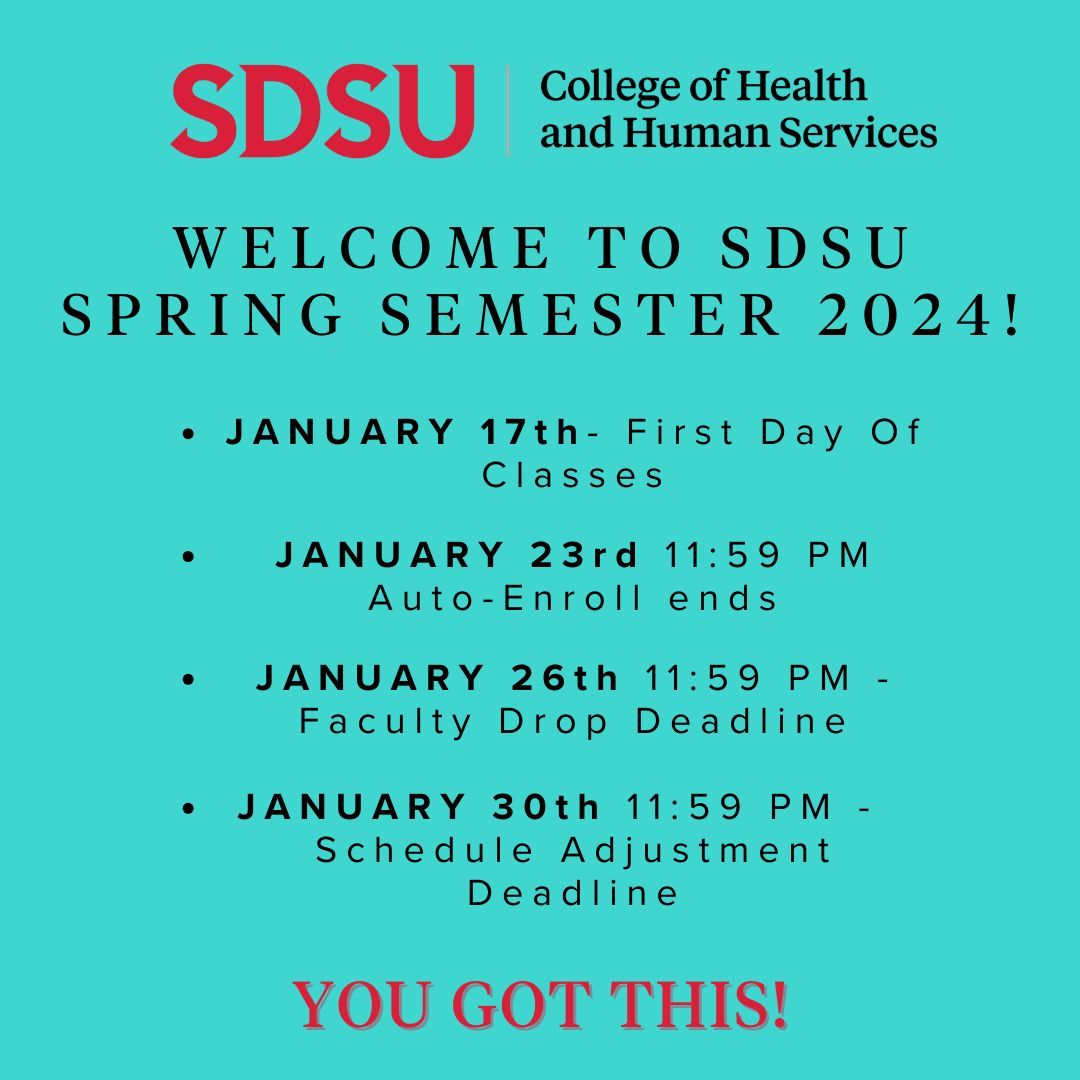 CHHS is wishing you a great start to your 2024 spring semester! Click the link in our bio to reach the College of Human and Health Services advisors! They help students get the classes they need, graduate on-time, and connect to resources on-campus! 😀 👍 ✏️