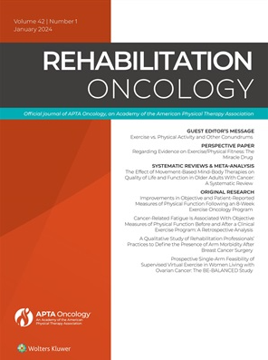 🚨 JANUARY ISSUE NOW AVAILABLE! 🚨

This ✨SPECIAL issue focuses on EXERCISE in #CancerRehab 🏋️‍♀️🏃‍♀️ &amp; is curated by guest editor, <a href="/APTAOncology/">APTA Oncology</a> past-President G. Stephen Morris, PT, PhD, FACSM.

Stay tuned for featured articles &amp; podcast!

ow.ly/ua7r50QrtAk

#ExerciseOncology