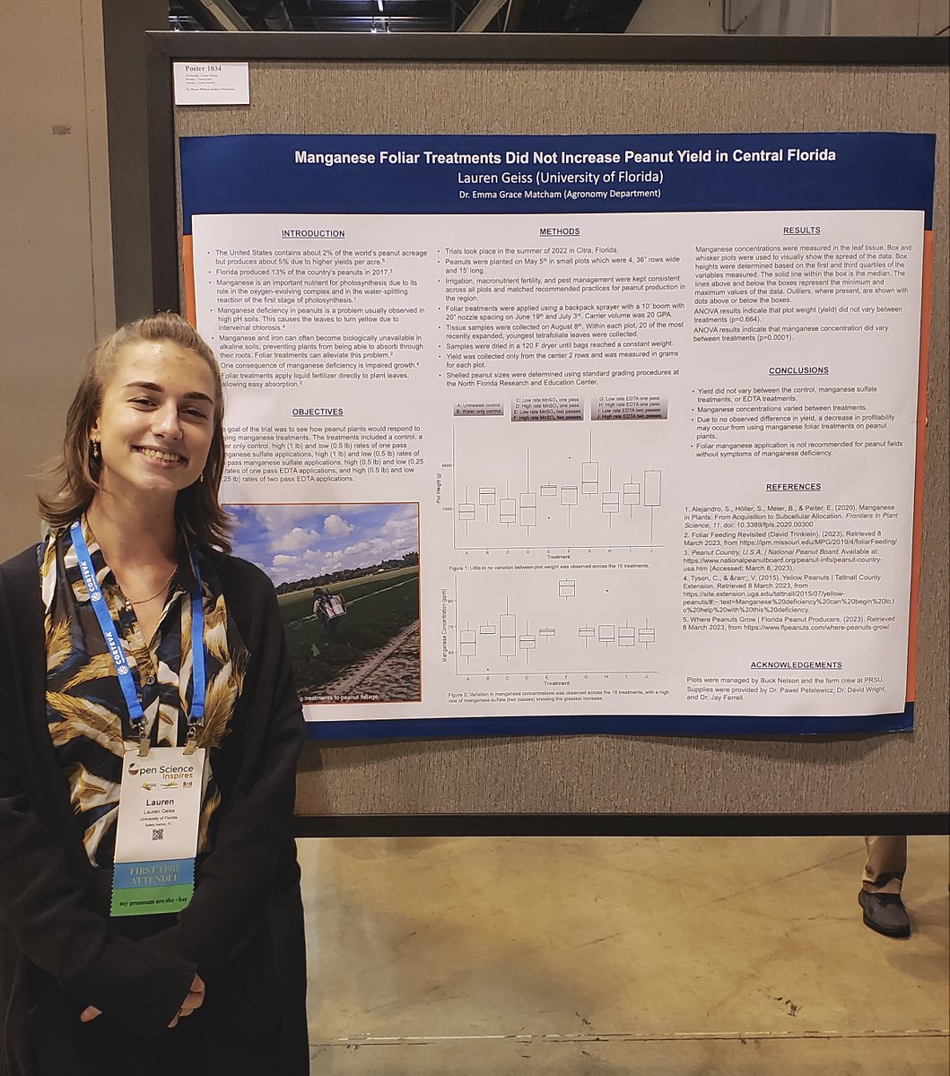 MatchamLab's tweet photo. #MeetTheLabMonday
Lauren Geiss
I joined the lab Dec 2022 🎉
This past year I was proud to present at the ASA/CSSA/SSSA Annual Meeting in St. Louis! 😁
I look forward to traveling to France with the Florida Gator Band for my last time at the D-Day Memorial Parade this summer! 🇫🇷 https://t.co/JAIPcQrN3r
