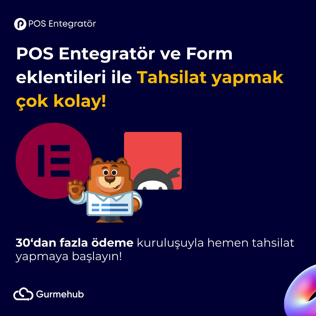 GurmeHub's tweet photo. POS Entegratör ve form eklentileri ile tahsilat ödemelerinizi almak çok kolay! WPForms PRO, Ninja Form, Elementor ile oluşturacağınız formlardan özel bedelli ödemeler alabilirsiniz. #wordpress #ecommerce #tahsilat https://t.co/380hugjko5