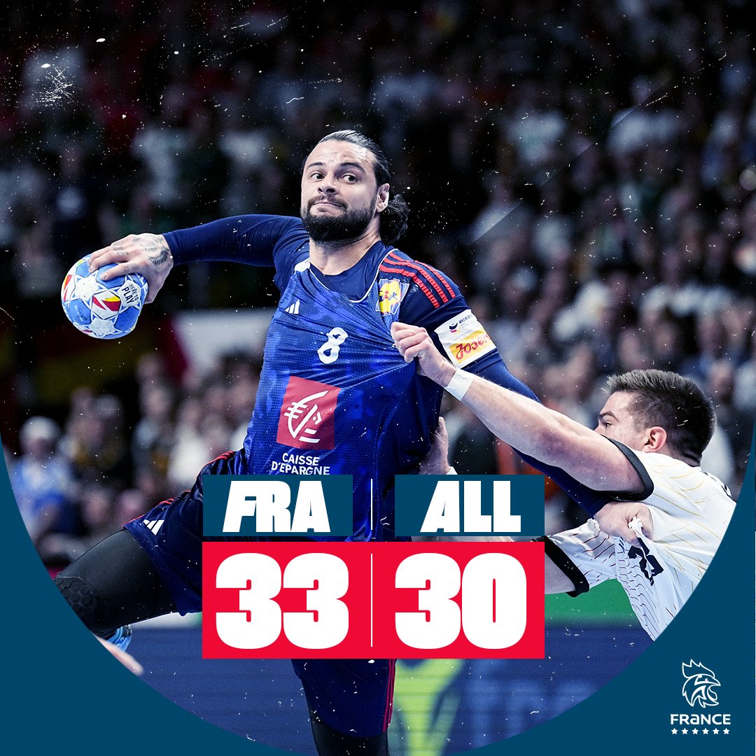 FRAHandball's tweet photo. VICTOIRE !
Quel match ! Les BLEUS n'ont rien lâché et s'offrent une victoire face aux Allemands 💪🔥
DIRECTION LE TOUR PRINCIPAL ! 🙌
#BleuetFier 🇫🇷 https://t.co/a4GCaiTrmP