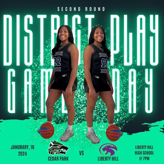 JaylaGreen2026's tweet photo. 2nd Round 🗣️Game Day! 🏀 #22                                          Lady Timberwolves vs. Lady Panthers‼️
🗓 Tues. Jan, 16
📍 Liberty Hill High School
⏰ 7P.M. 
LETS GO LADY TIMBERWOLVES!!🔥#timberwolves #sports #leanderisd #CPGBB #TXHSGBB #classof2026 #basketball @LHHSGIRLSBB @WBBWorldWide  @CoachSchollNCSA @NCSAwbb
