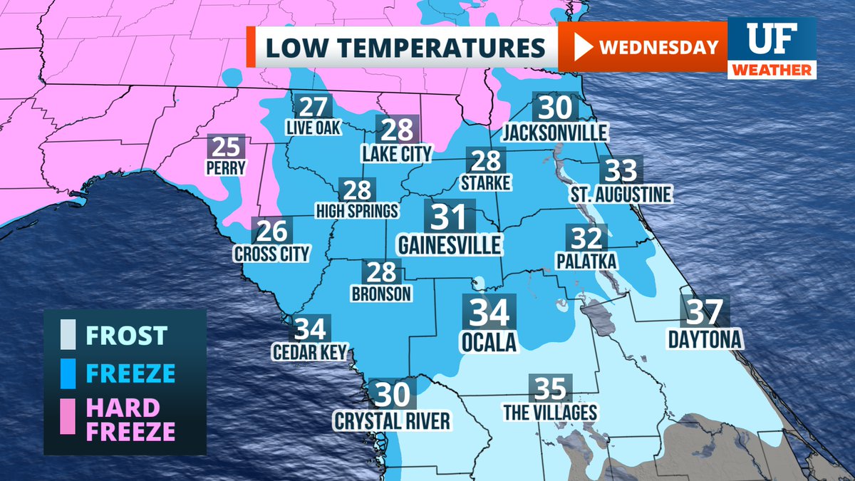 North Central Florida will experience some of the coolest temperatures of the month Wednesday morning.