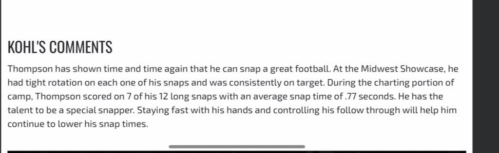 Max_thompson58's tweet photo. I got the opportunity to compete at Midwest Combine in Chicago and I’m excited and extremely blessed to be upgraded to a 4.5 ⭐️ long snapper! I appreciate the great write up and definitely got stronger as the day went along. Working for continued improvement! @KohlsSnapping https://t.co/stBFvotnv7