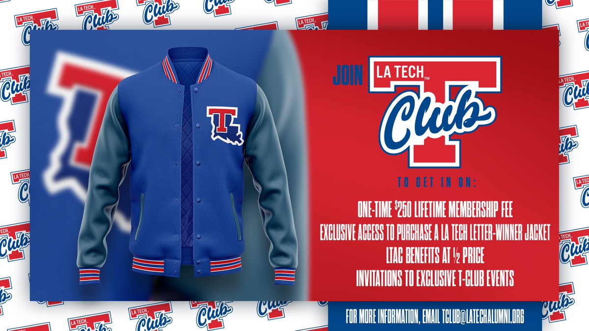 LATechChampRes's tweet photo. T-Club offers former student-athletes the opportunity to keep their heads in the game, even after their collegiate athletic days. Click the link and learn more about how you can give back to LA Tech Athletics! #TClubTuesday
https://t.co/p19PJZ5BGn https://t.co/wSVS0xM7ea