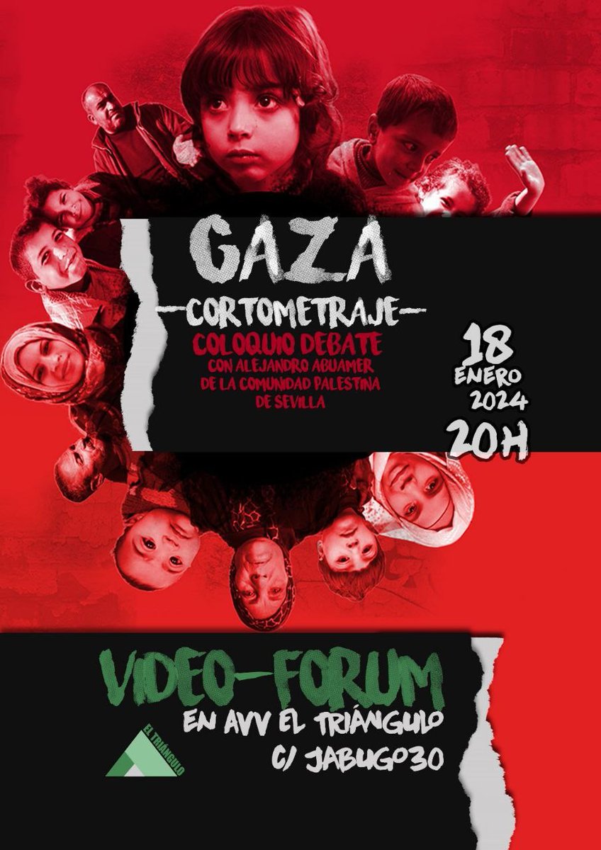 Vuelven los #CineForum de <a href="/avveltriangulo/">AVV El Triángulo</a> este jueves en #SevillaHoy para abordar la ocupación de Palestina por Israel desde hace años y el actual  #GenocidioEnGaza